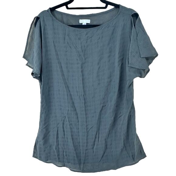 NWT 14th & Union Women's Size Small Grey Top Popover Tunic Blouse Semi Sheer - Picture 2 of 10